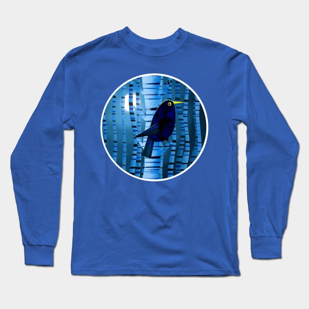 Blackbird at Night Long Sleeve T-Shirt by Scratch